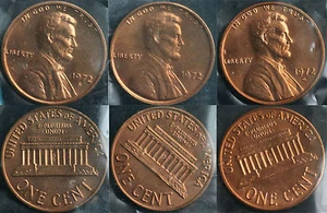 1972 P & D & S Lincoln Cent 3-Coin from US Mint Set UNC Cello One Cent 3-Coins - Picture 1 of 9