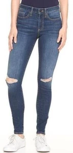 Womens GAP Denim SKIN TIGHT BUTT Jeans SEXY RIPPED KNEE SUPER SKINNY Size 6 28 - Picture 1 of 11