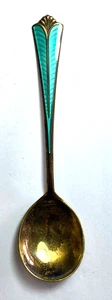 Sterling Silver David Andersen Norway Guilloche Enamel Green Spoon Round Bowl 5" - Picture 1 of 4