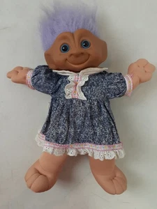 Vintage 1991 Ace Neuheit Schatztroll Puppe 12 Zoll Plüschkörper Lavendelhaar 1025 - Bild 1 von 8