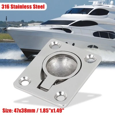 Armario de piso de barco de acero inoxidable 316 47x38 mm elevador de escotilla anillo al ras mango de tracción Foto 1 de 4