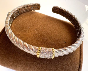 Puño Judith Ripka Sterling & 14K revestido dos tonos circonita cúbica 7" - Imagen 1 de 7