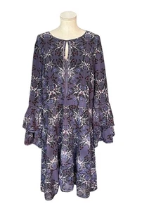 City Chic Midikleid mit Schlagärmeln Übergröße L / 20 Lila Schmetterlinge Boho Neu mit Etikett - Bild 1 von 8
