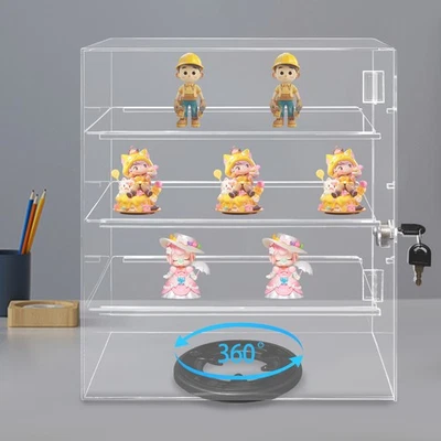 4-Tier Acrylic Display Case Clear Showcase Rotating Storage Shelf Tabletop - Image 1 of 4