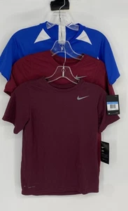 Nike Boys Blue Red Dri-Fit Short Sleeve Pullover T-Shirt Size Medium Lot Of 3 - Picture 1 of 12