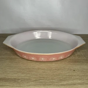 Vintage Pyrex Oval Baking Gratin Dish - Pink Daisy Pattern - ( 32cm x 21.5cm ) - Picture 1 of 14