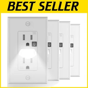 Smart Illumination Wall Outlet & Night Light - Dusk Sensor, Easy Install, 4 Pack - Picture 1 of 9