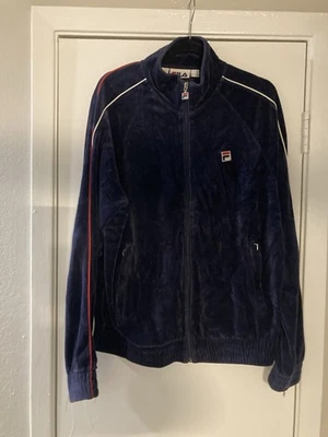 Fila Navy Red Velour Track Jacket Full Zip Retro Y2k MEDIUM - Image 1 of 4