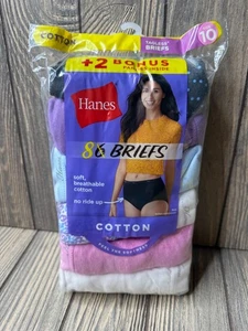 2018 Hanes Womens Tagless Cotton Briefs Size 10 8+2 Pack Size 10 - Picture 1 of 6