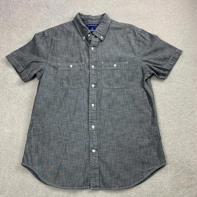 Old Navy Mens Blue Denim Button Down Slim Fit Cotton Short Sleeve Shirt Size L - Image 1 of 4