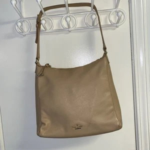 Kate Spade Pebbled Leather Tan/Beige Shoulder Hobo Bag Purse - Picture 1 of 24