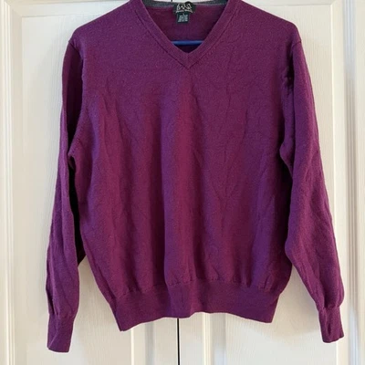 JoS A Bank мужской большой свитер сливы v-образным вырезом 100% итальянская шерсть мериноса - Изображение 1 из 4