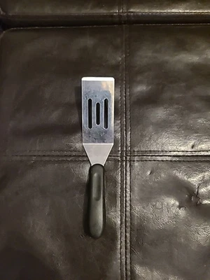 Pampered Chef Black Mini Spatula 8” Serving Black Handle Chef Hat Logo - Image 1 of 4