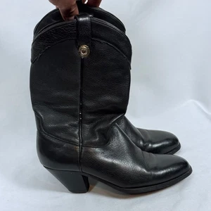 Stivali da cowboy western in pelle nera Dingo taglia 7M medaglione decorativo - Foto 1 di 9