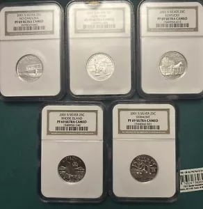 USA 2001-S Silver Proof Statehood Quarter Set NGC PF69 5 CN Set - Picture 1 of 7