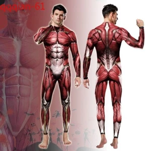 Muscle Jumpsuit Fitness Lifelike Cosplay Jumpsuit Halloween Costume Party Suit - Picture 1 of 3