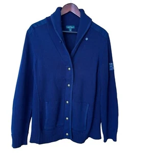 Vintage 80s LRL Lauren Jeans Cardigan Women’s 2X Navy Snaps Sweater Nautical - Picture 1 of 15