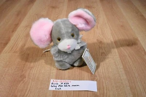 Peluche de ratón Russ vintage gris, blanco y rosa con tarjeta de adopción (310-2551-1) - Imagen 1 de 5