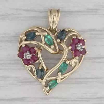 Colgante Corazón Mujer Chapado en Oro Amarillo 14K 2.0Ct Corte Redondo Simulado Rubí Rojo Foto 1 de 4