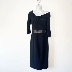 MICHAEL KORS Collection klassisches schwarzes Cocktailkleid aus Wolle aus Krepp Größe 4 - Bild 1 von 9