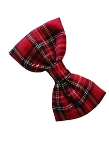 Red Scottish Tartan Clip On Bowtie - Picture 1 of 10