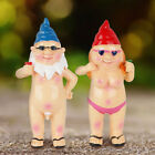 1 Pair Garden Gnomes Nude Statuary Naughty Statue Nudist Woman Men Resin Decor
