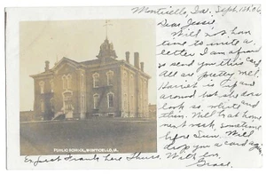 Monticello, IA Iowa 1909 RPPC Postkarte, öffentliche Schule - Bild 1 von 2