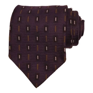 JZ RICHARDS Mens Classic Tie 3.75 Purple Brown Silver 100% Silk Jacquard Necktie - Picture 1 of 6