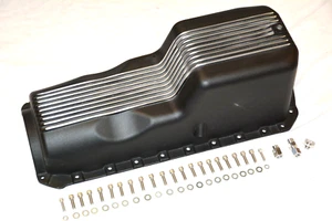 1965-1990 BBC Finned Black Coated Aluminum Oil Pan Big Block Chevy 396 427 454 - Bild 1 von 3