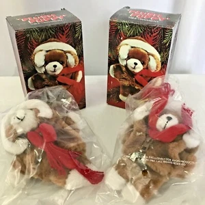 Two VTG 1984 Avon Plush Puppy Tree Ornament New in Box Stuffed Animal Christmas - Picture 1 of 6