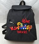 Vintage Walt Disney World Rucksack Black Drawstring Embroidered Backpack 