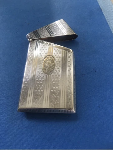 Art Deco Sterling Silver. Calling Card or Business Card Case. Dated 1924 Cover
