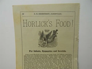 Quack Medicine Ad Holick's Food 1882 - !2 - 1G3 - Imagen 1 de 3