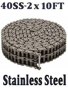 Cadena de rodillos de acero inoxidable de doble filamento #40SS-2 10 pies - auténtico acero 304  - Imagen 1 de 1