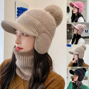 Knitted Earflap Hat Ear Protection Earmuff Caps Windproof Hood Baseball Cap Warm - Picture 1 of 17