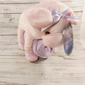 NEW 2 Pc Cuddly Buddies Silver One Plush Pig & Fleece Blanket 50 x 60 12.5" NWT - Picture 1 of 6