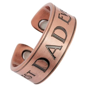 Pure copper Best Ever DAD men's Limited Edition Magnetic ring, deep engraved, UK - Picture 1 of 3