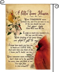 Cardinal Memorial Garden Flag 12X18 Inch Double Sided, a Letter from Heaven Comm - Picture 1 of 7