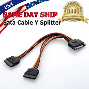 SATA Power 15-pin Y-Splitter Cable Adapter Male to Female for SSD HDD Hard Drive - Afbeelding 1 van 6