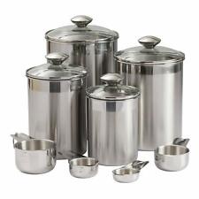 Beautiful Canister Set for Kitchen 8-Piece Stainless Steel w/Airtight Glass Lids