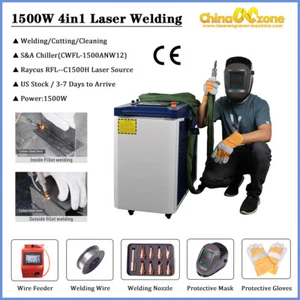 Handheld 1500W 4 in 1 Laser Welding Cutting Cleaning Machine Auto Wire Feeder US - Picture 1 of 14