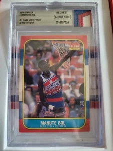 Jersey Fusion, Colección 1986-87, Manute Bol, Parche Usado en Juego, Beckett BGS 10 - Imagen 1 de 2
