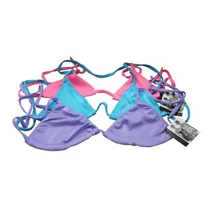 Flirtzy SpicySpot Lined Triangle Bikini Halter Top, Swimwear, 3 Pack - Picture 1 of 3