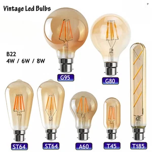 Vintage Industrial LED Bulbs B22, G80, ST64 Edison 4W 6W 8W LED Bulbs - Picture 1 of 26