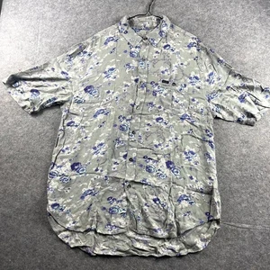 Lee Mens Button Up Shirt Short Sleeve Size 2XL Grey Floral Regular Fit Rayon - Picture 1 of 8