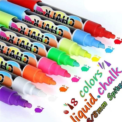 Kreidestifte Kreidestifte Bunt Flüssigkreide abwischbar Tafel für Fenster Marker - Bild 1 von 4