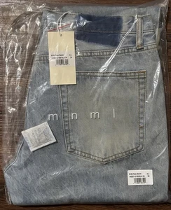 MNML Men's Blue Jeans Size 34 X 32 With Camo And Cheetah Sides Denim - New - Picture 1 of 4
