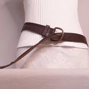 Vintage Wrangler Distressed Ledergürtel Unisex XXL Mokka Braun Scenic Imprint  - Bild 1 von 14