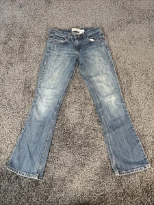 Pantalones de mezclilla Levis elásticos de tiro bajo vintage 28x30 desgastados lavado claro Y2K - Imagen 1 de 9
