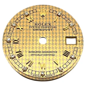 Rolex Datejust genuino 26 mm pata de gallo romana diamante esfera de fábrica oro 69173 - Imagen 1 de 4